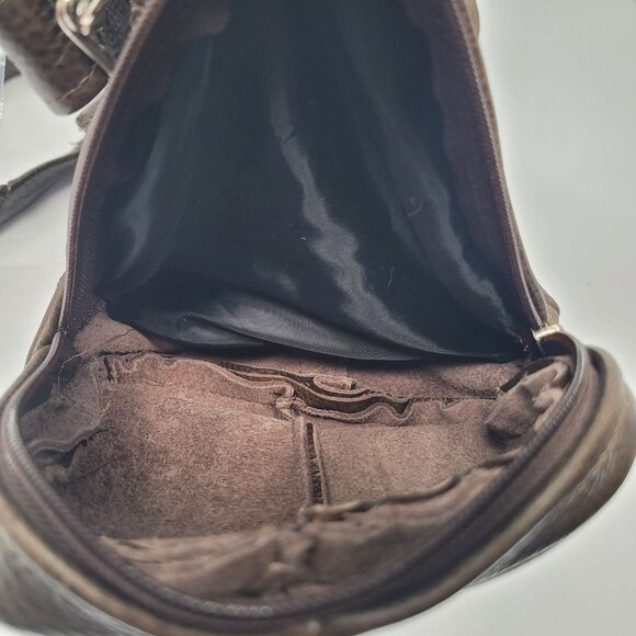 Unbranded Genuine Leather Brown Bag W/ Adjustable Strap Zippered Pockets - Picture 7 of 11